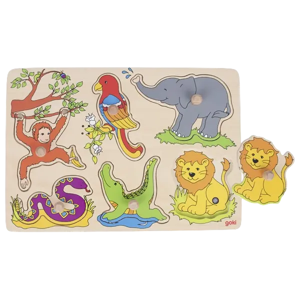 goki Soundpuzzle Zootiere mit Tierstimmen – Holzpuzzle für Kinder