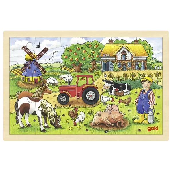 goki Einlegepuzzle Müllers Farm – Holzpuzzle für Kinder