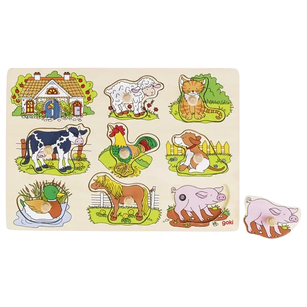 goki Soundpuzzle Bauernhof mit Tierstimmen – Holzpuzzle für Kinder