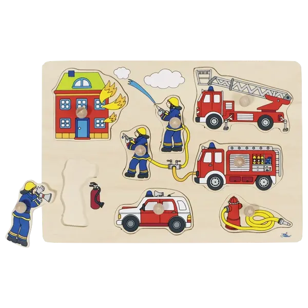 goki Steckpuzzle Feuerwehr – Holzpuzzle für Kinder