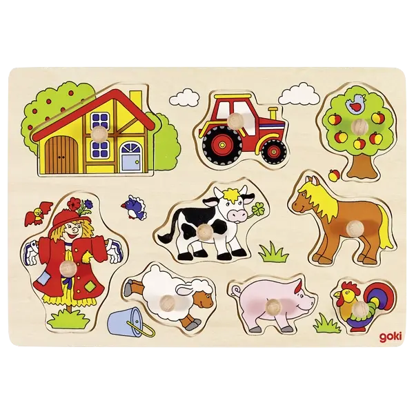 goki Steckpuzzle Bauernhof VI – Holzpuzzle für Kinder