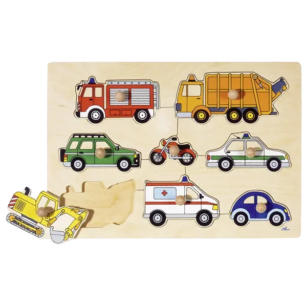 goki Steckpuzzle Verkehrsmittel – Holzpuzzle für Kinder