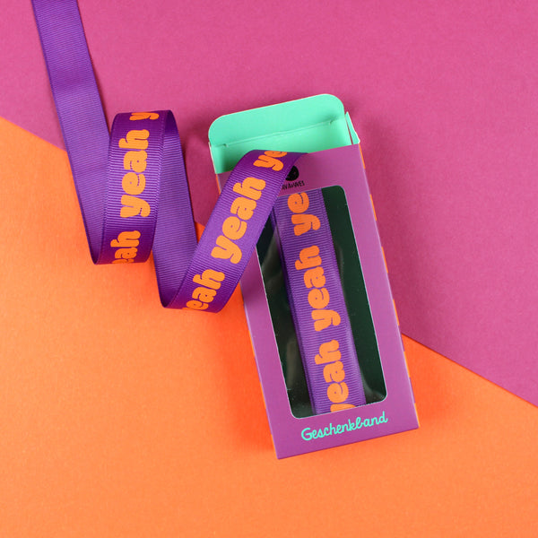 ava&yves - Geschenkband „Yeah“, fuchsia/orange, 5 m - Makimo - Smart Kids