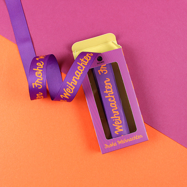 ava&yves - Geschenkband „Frohe Weihnachten“, fuchsia/orange, 5 m - Makimo - Smart Kids