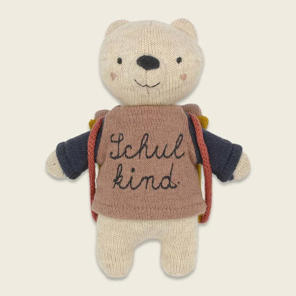 ava&yves - Bär „Schulkind“ mit Schulranzen und Shirt in rosa/blau 15cm - Makimo - Smart Kids