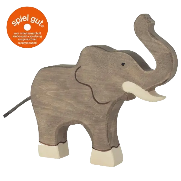 Holztiger Elefant, Rüssel hoch – Holztier zum Spielen
