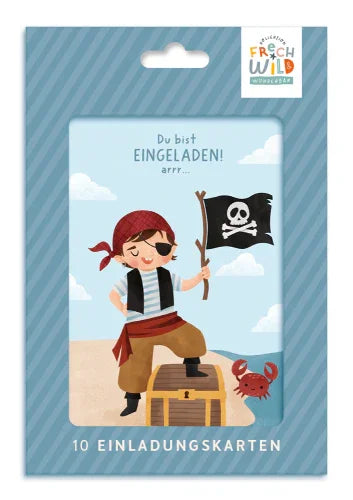 Grafikwerkstatt - Einladungskarten-Set "frech, wild & wunderbar", 10 Stück - Pirat - Makimo - Smart Kids
