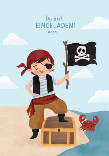 Grafikwerkstatt - Einladungskarten-Set "frech, wild & wunderbar", 10 Stück - Pirat
