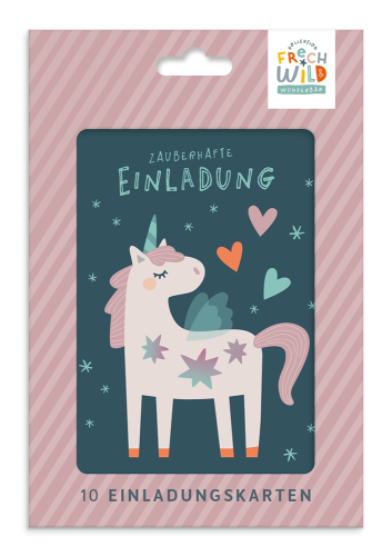 Grafikwerkstatt - Einladungskarten-Set "frech, wild & wunderbar", 10 Stück - Einhorn