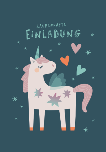 Grafikwerkstatt - Einladungskarten-Set "frech, wild & wunderbar", 10 Stück - Einhorn