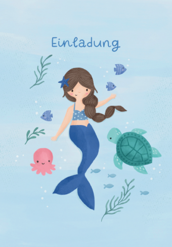 Grafikwerkstatt - Einladungskarten-Set "frech, wild & wunderbar", 10 Stück - Meerjungfrau