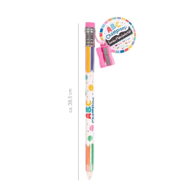 ABC CHAMPIONS Jumbo Mehrfarbstift mit Spitzer & Radierer