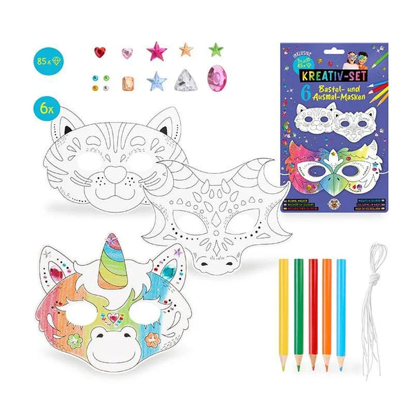 Bastel- & Ausmal-Masken inkl. Diamantsticker & Buntstifte - Makimo - Smart Kids