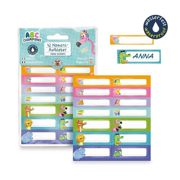 ABC-5 Namenssticker-Set, wasserfest 42-teilig
