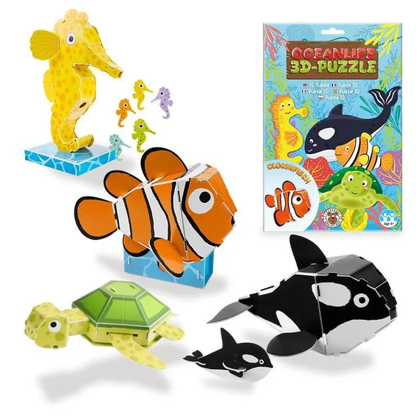 3D-Puzzle - Tiere Oceanlife – Clownfisch, Schildkröte, Orca-Wal & Seepferdchen - Makimo - Smart Kids