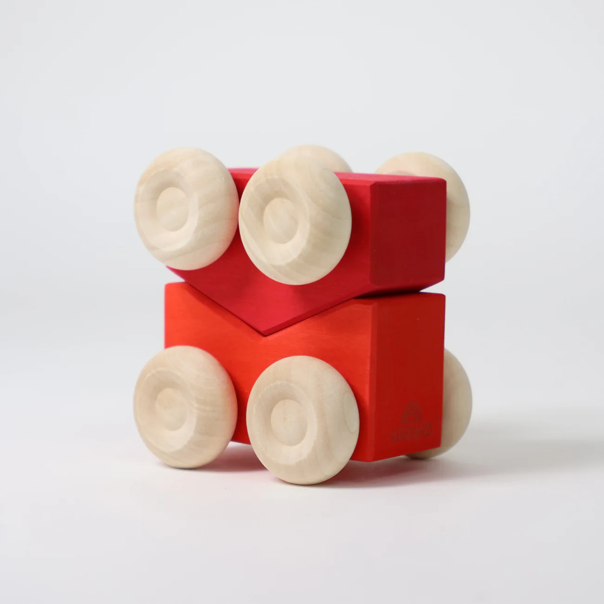 GRIMM'S Stapel-Auto Rot - Handbemaltes Holzspielzeug zum Stapeln und Rollen - Makimo - Smart Kids