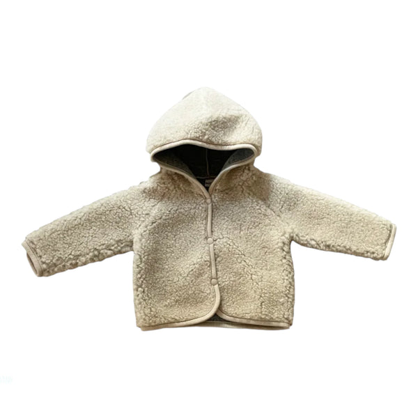 Baby Jacke "KUKU" ultra light Sand Brown - Leichte Wolljacke mit Kapuze - Makimo - Smart Kids