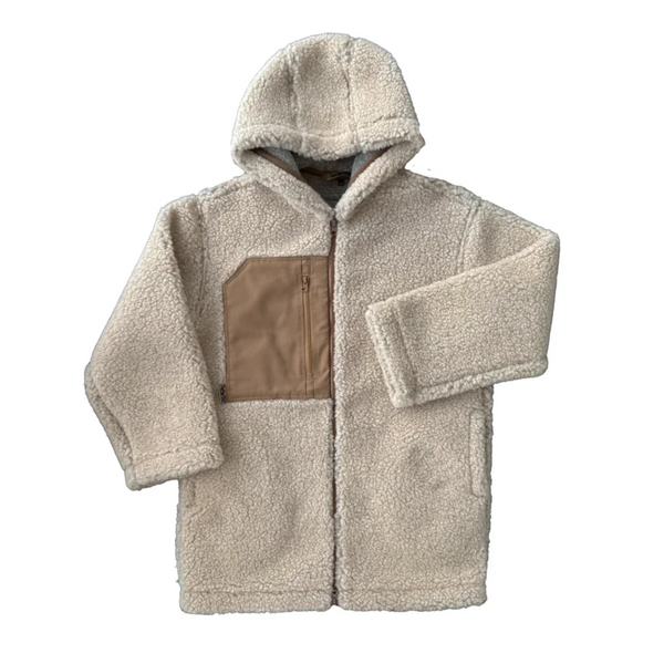 Jacke "PATA" Sand Brown Ultra Light - Halblange Wolljacke mit Kapuze - Makimo - Smart Kids