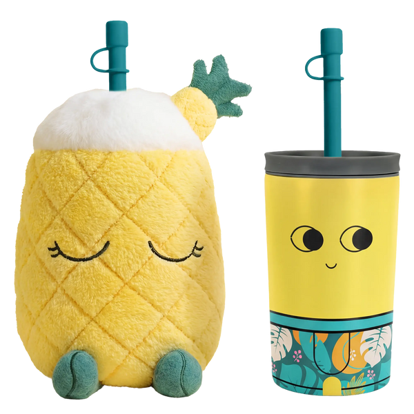 Asobu Pineapple Fuzzie „Pip the Pineapple“ – Isolierte Trinkflasche mit Plüschhülle 360 ml