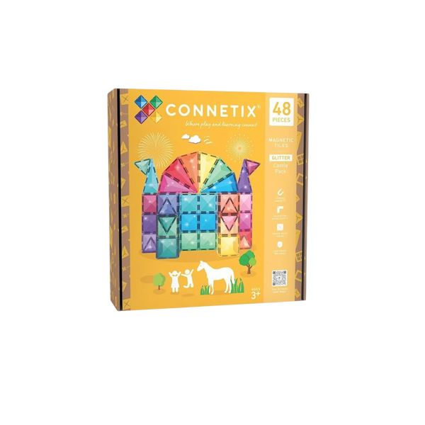 CONNETIX Glitter Castle Pack 48 pc - Magnetische Bausteine mit Glitzer-Effekt