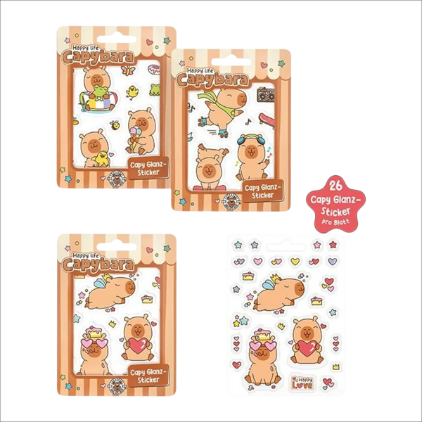 Capybara Sticker-Set 26-teilig - Hochwertige Aufkleber