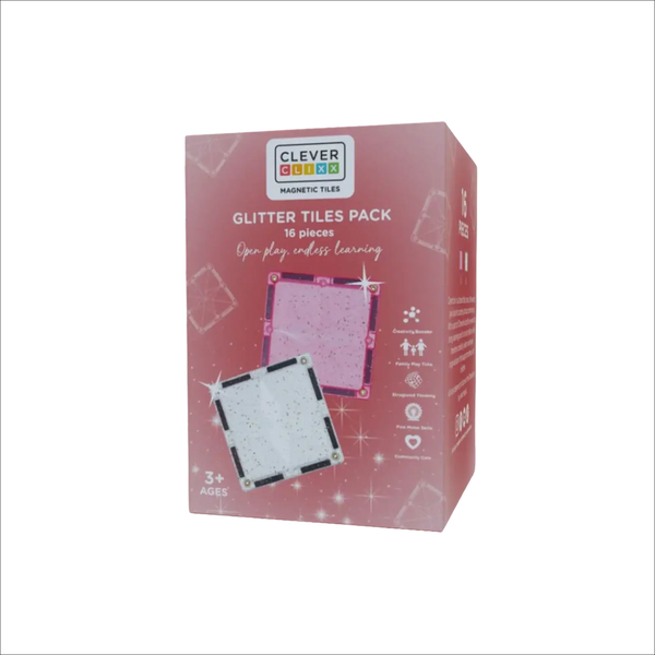 Cleverclixx - Glitter Tiles Pack Transparent/Rosa – 16 Glitzer Teile