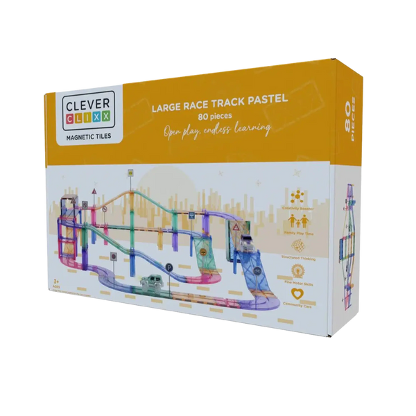Cleverclixx - Große Rennstrecke Pastell  80-teiliges Set