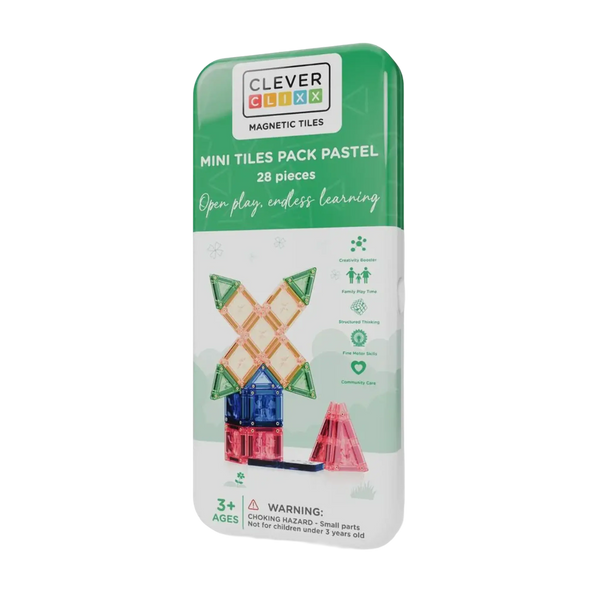 Cleverclixx - Mini Tiles Pack Pastellfarben – 28 teile in Metallbox für Unterwegs