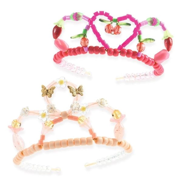 DJECO - Schmuck basteln: Tiaras Rosa – Kreativset für funkelnde Kronen