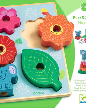 DJECO - Puzzle 2 in 1 Stapel "Happy"