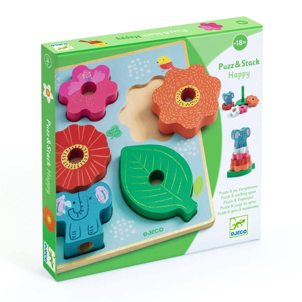 DJECO - Puzzle 2 in 1 Stapel "Happy" - Makimo - Smart Kids