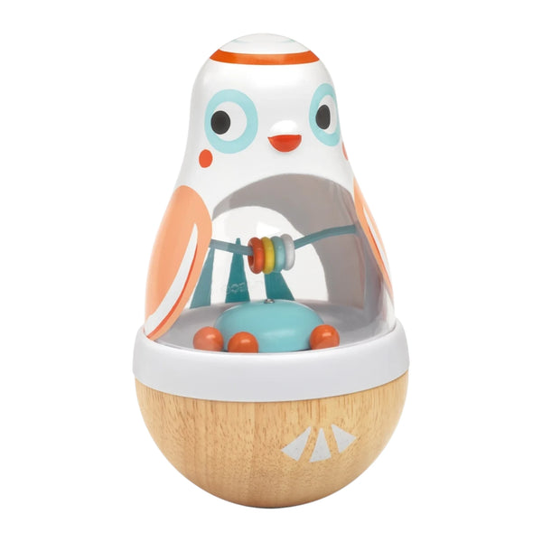 DJECO Baby white: BabyPoli - Stehaufmännchen Eule mit Rassel ab 10 Monaten - Makimo - Smart Kids