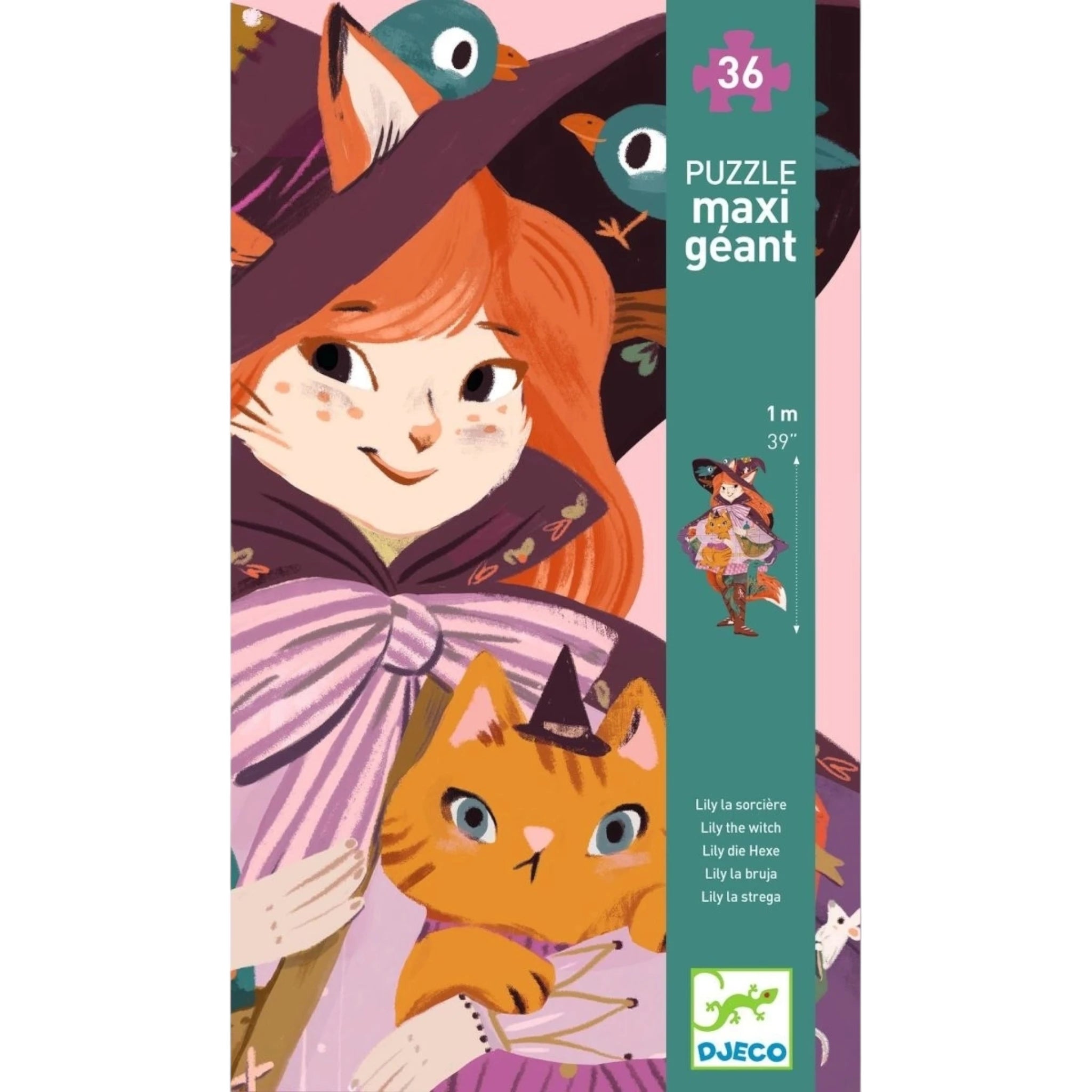 DJECO Bodenpuzzle Lily die Hexe - 36 Teile Riesenpuzzle - Makimo - Smart Kids
