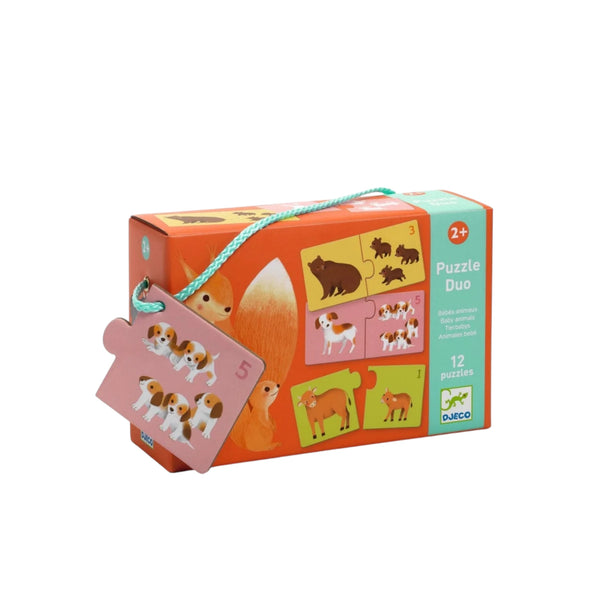 DJECO - Lernspiel Puzzle duo Tierbabys - Mutter-Kind Zuordnungspuzzle - Makimo - Smart Kids