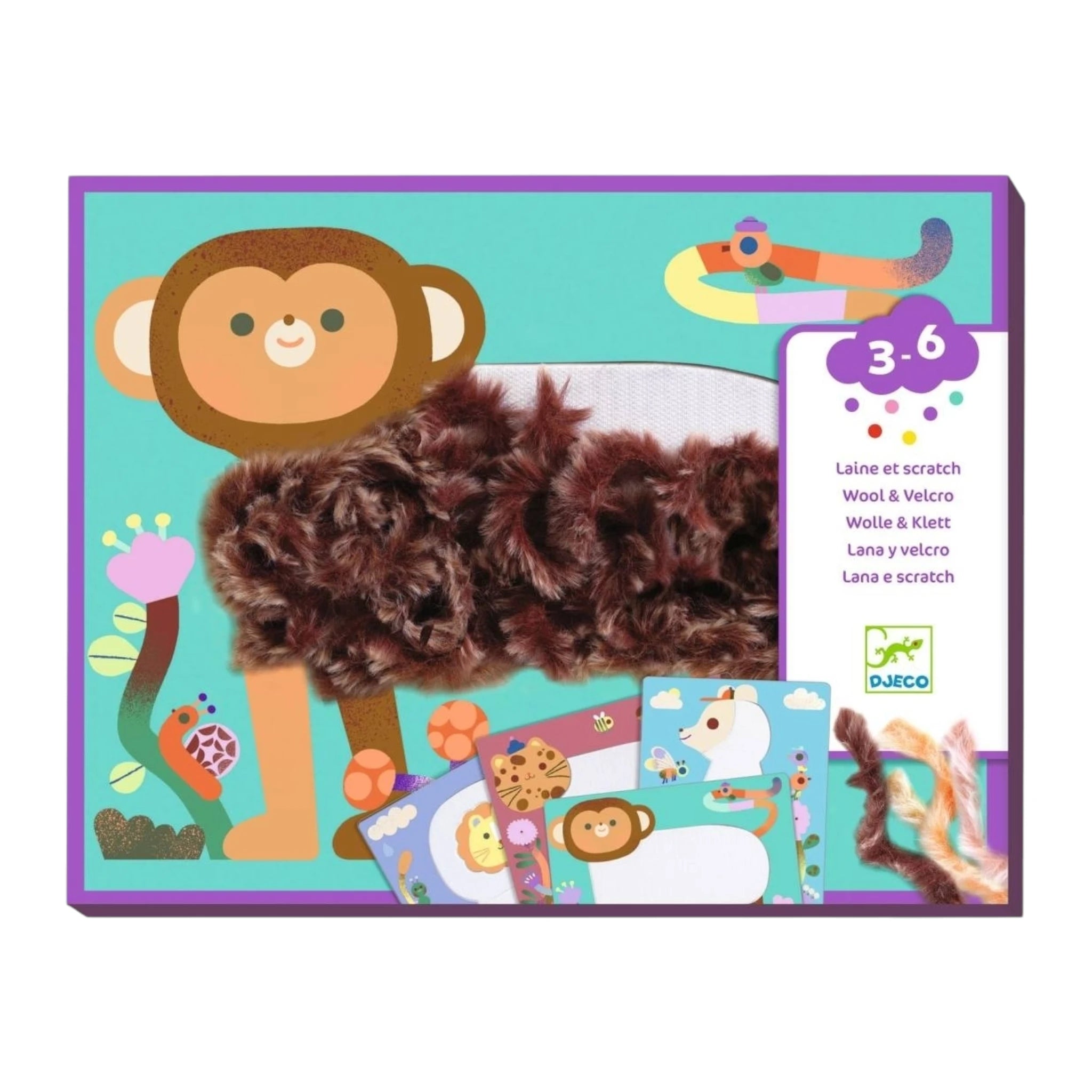 DJECO Bastelpackung 3-6: Flauschige Freunde - Flauschige Wolle Kreativset für Kinder - Makimo - Smart Kids