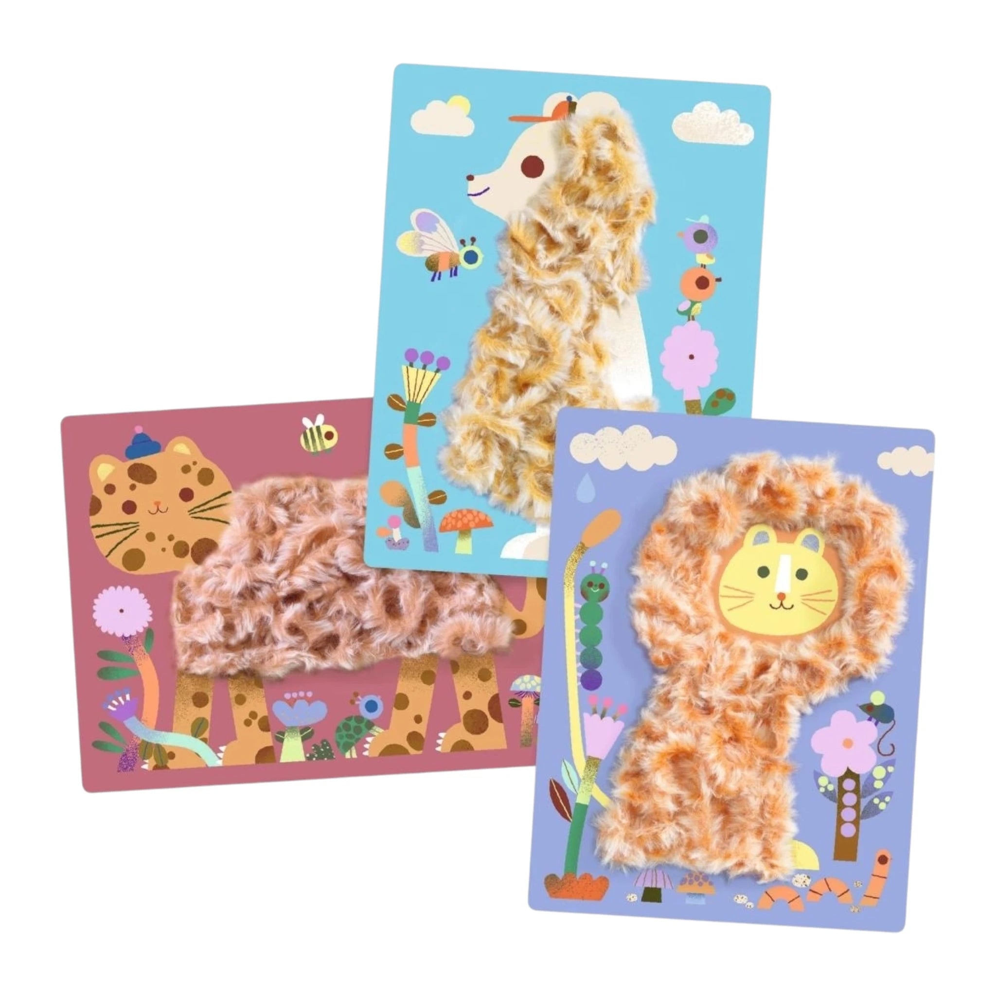 DJECO Bastelpackung 3-6: Flauschige Freunde - Flauschige Wolle Kreativset für Kinder - Makimo - Smart Kids