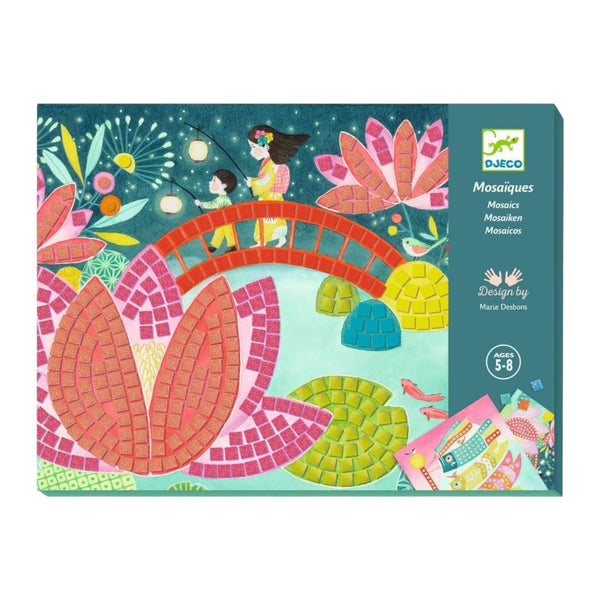 DJECO Mosaike: Kioto - Japanische Landschaften Mosaikbilder mit Glitzerstickern - Makimo - Smart Kids