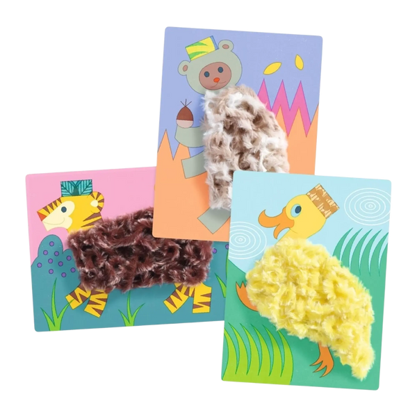 DJECO Bastelpackung 3-6: Mit Hut - Flauschige Wolle Kreativset für Kinder