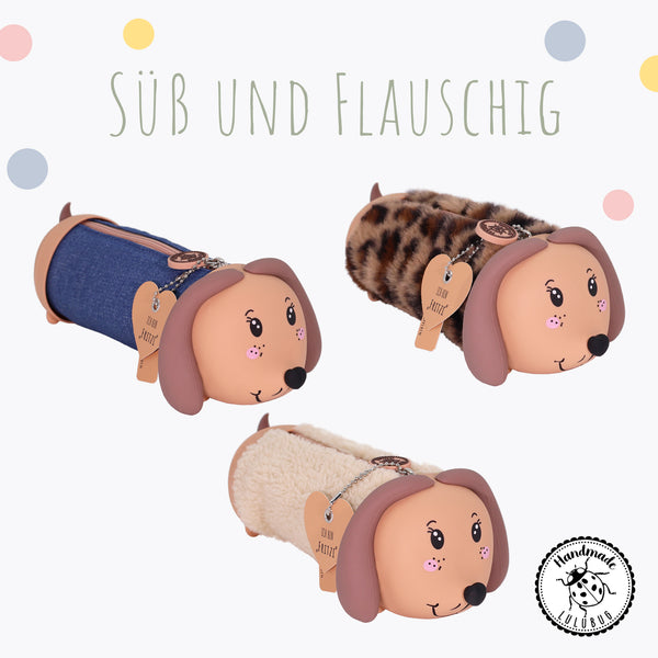 Mäppchen „Dackel Fritzi – Curly“ – Kuscheliges Dackel-Mäppchen mit Fellbezug