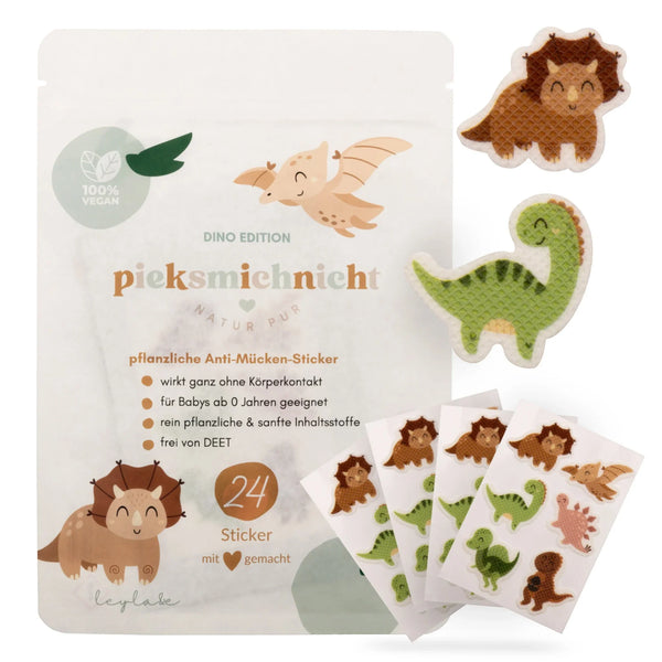 pieksmichnicht Dino Edition - 24 Anti-Mücken-Sticker pflanzlich für Kinder - Makimo - Smart Kids