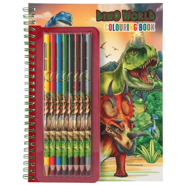 Dino World malebog med farveblyanter