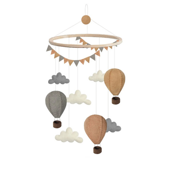 Handgefertigtes Mobile Air Balloons Beige - Luftballons & Wolken - Makimo - Smart Kids