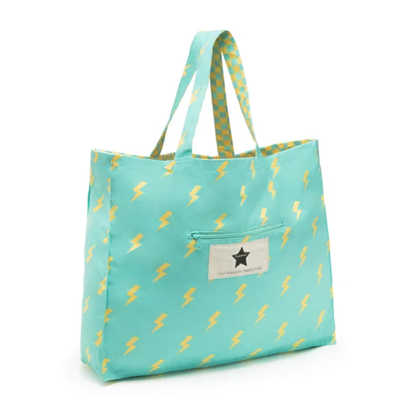 Ratatam - Wende-Shopper aus Baumwolle - Blitze, Blau - Makimo - Smart Kids