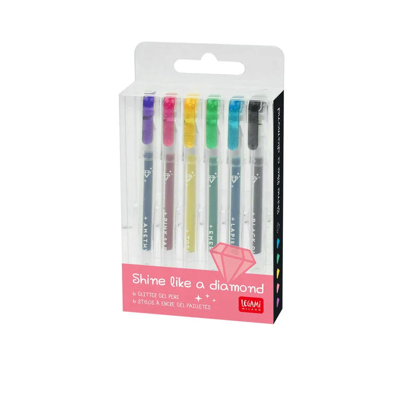 LEGAMI Set mit 6 glitzernden Mini-Gelstiften "Shine Like a Diamond"