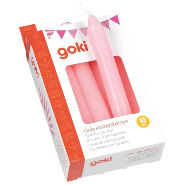 goki Geburtstagskerzen-Set rosa – 10 Kerzen für Geburtstagszüge und -ringe