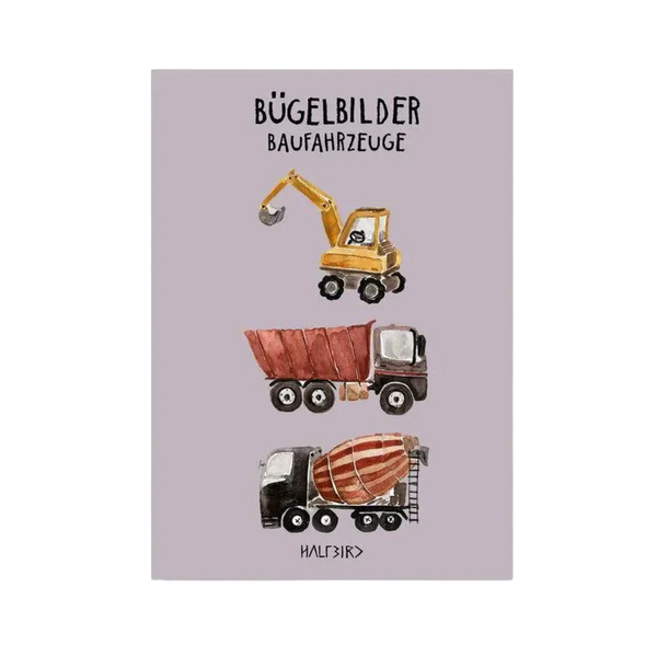 HALFBIRD Bügelbilder SET "Baufahrzeuge" - 3 Motive
