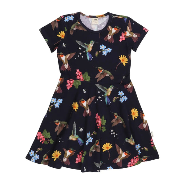 Walkiddy - Hummingbirds Around Flowers-Flared Dress - Makimo - Smart Kids