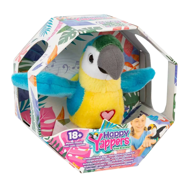 Happy Yappers Blauer Papagei - Interaktiver sprechender Plüschvogel