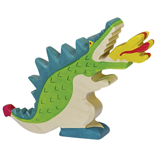 Holztiger Drache, grün – Holztier zum Spielen