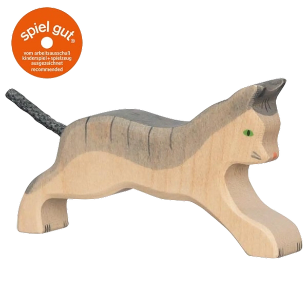 Holztiger Katze, laufend – Holztier zum Spielen